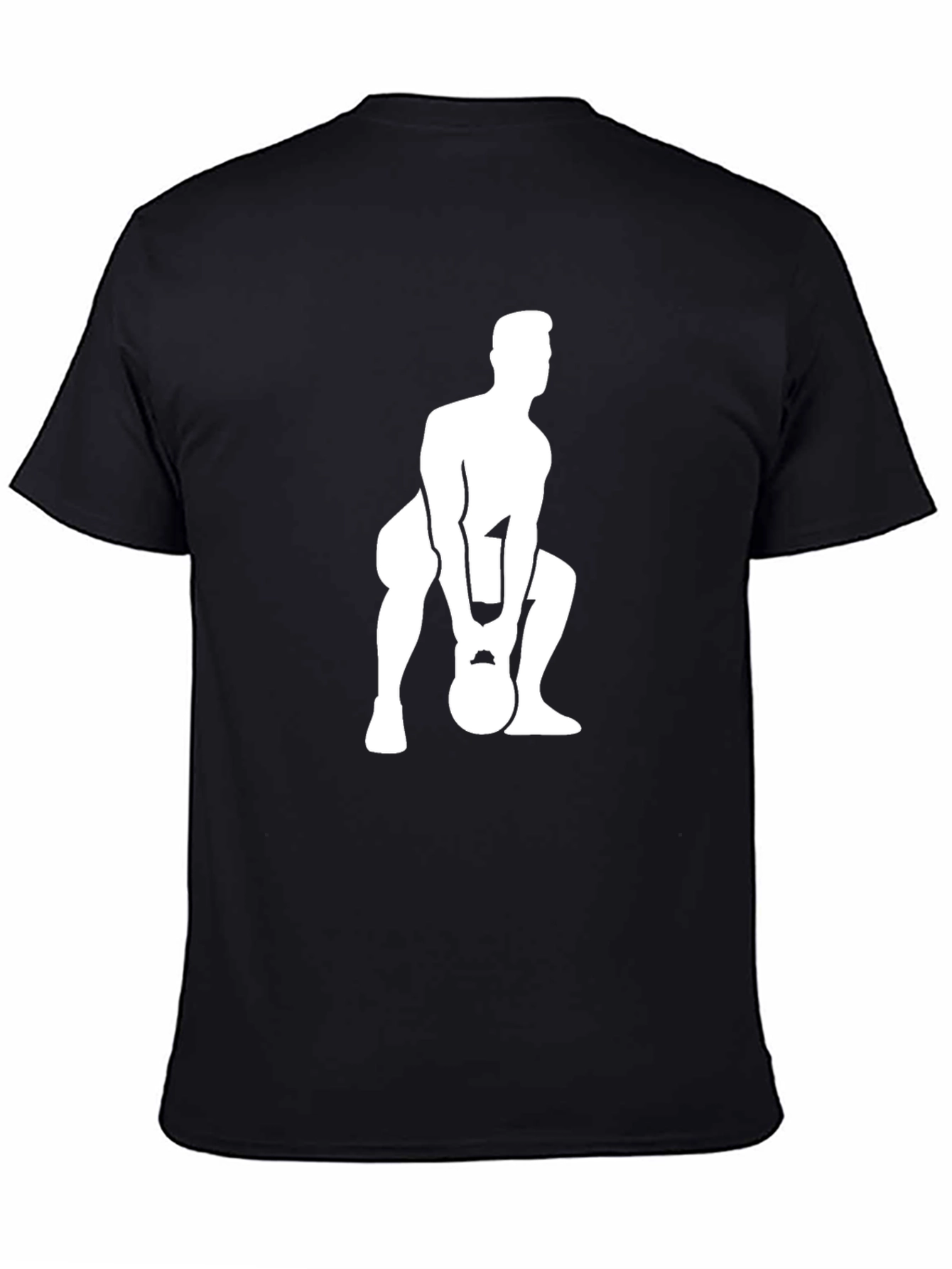 Mens Black T-Shirt with Kettlebell Workout Graphic