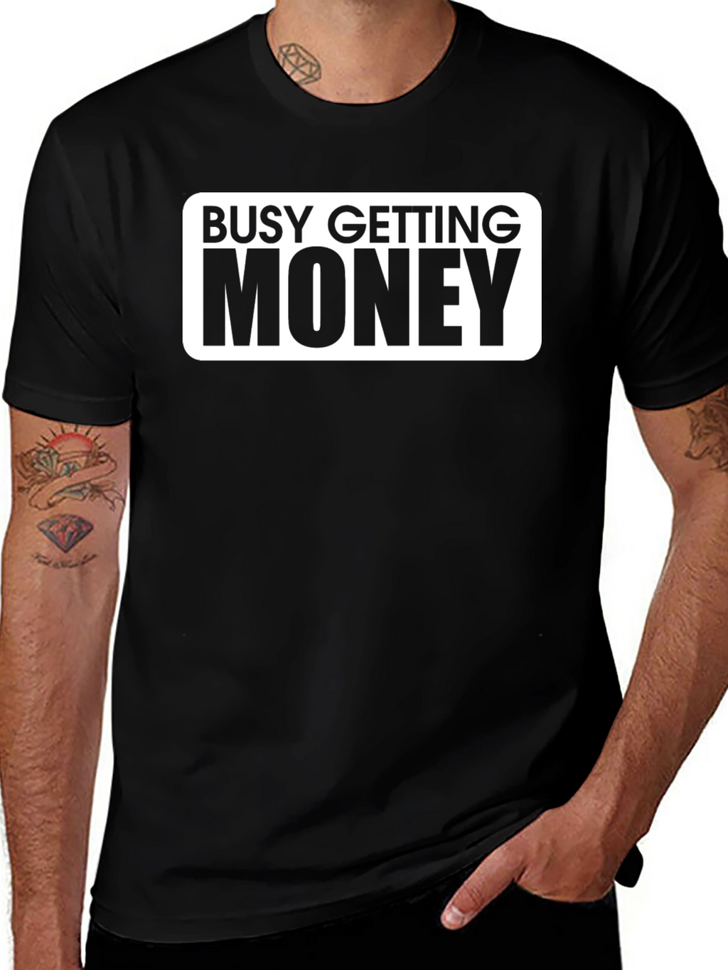 Busy Getting Money Graphic T-Shirt - Black