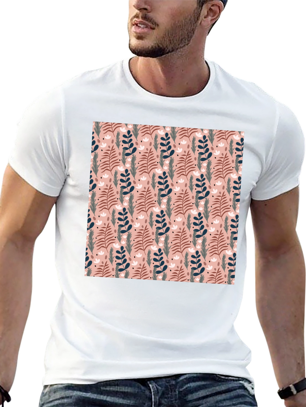 Floral Pattern Crew Neck T-Shirt