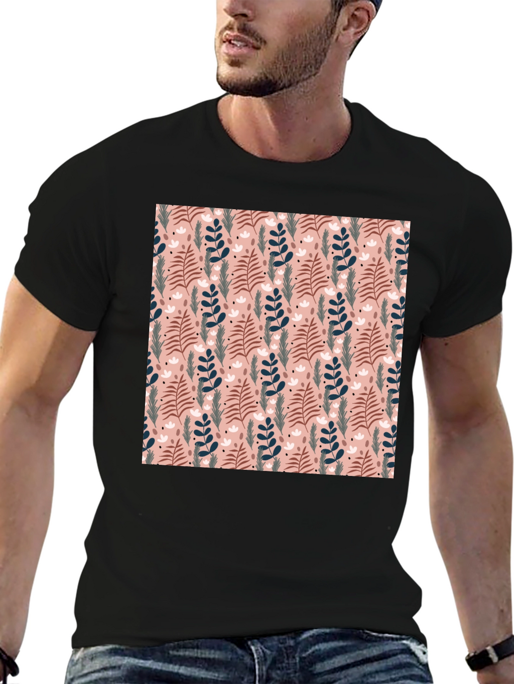 Floral Pattern Crew Neck T-Shirt