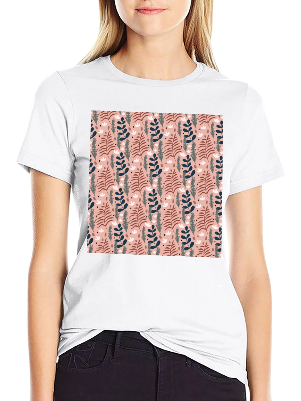 Floral Pattern Crew Neck T-Shirt