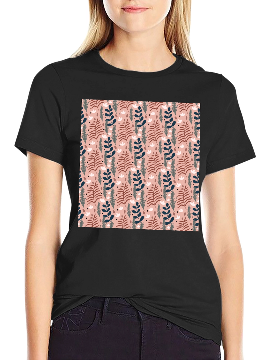 Floral Pattern Crew Neck T-Shirt