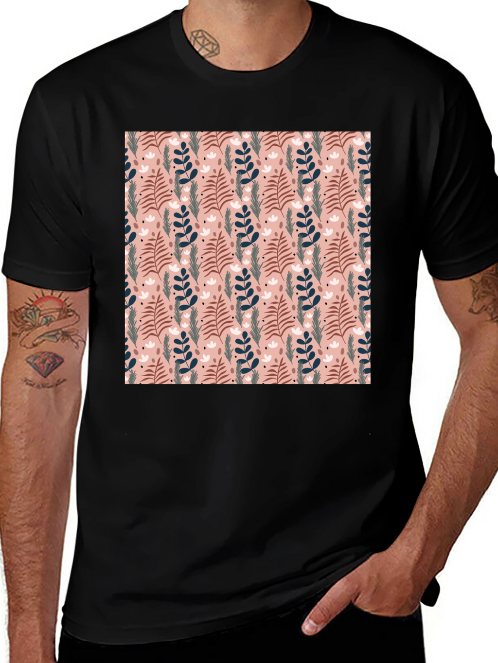 Floral Pattern Crew Neck T-Shirt