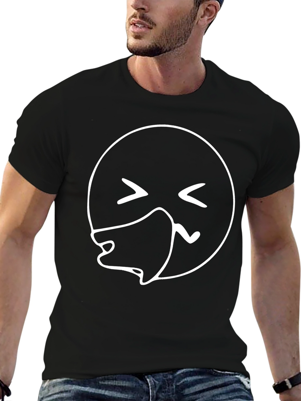 Sick Emoji Graphic Tee - Black Casual T-Shirt