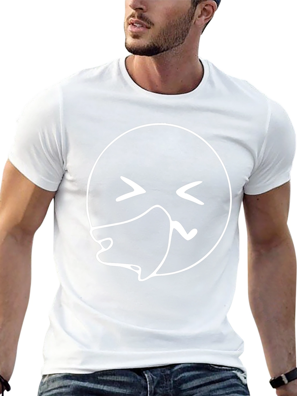 Sick Emoji Graphic Tee - Black Casual T-Shirt