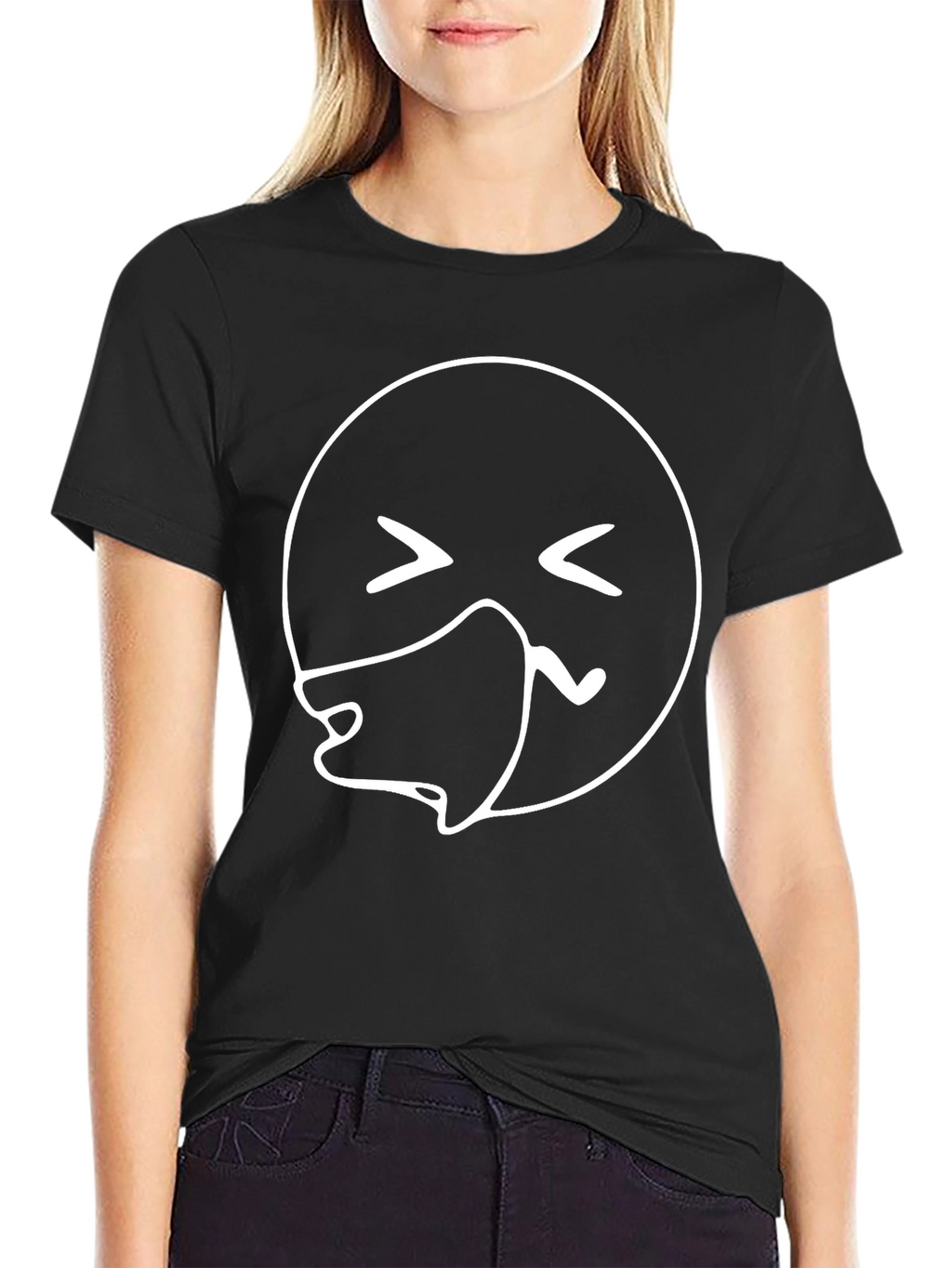 Sick Emoji Graphic Tee - Black Casual T-Shirt