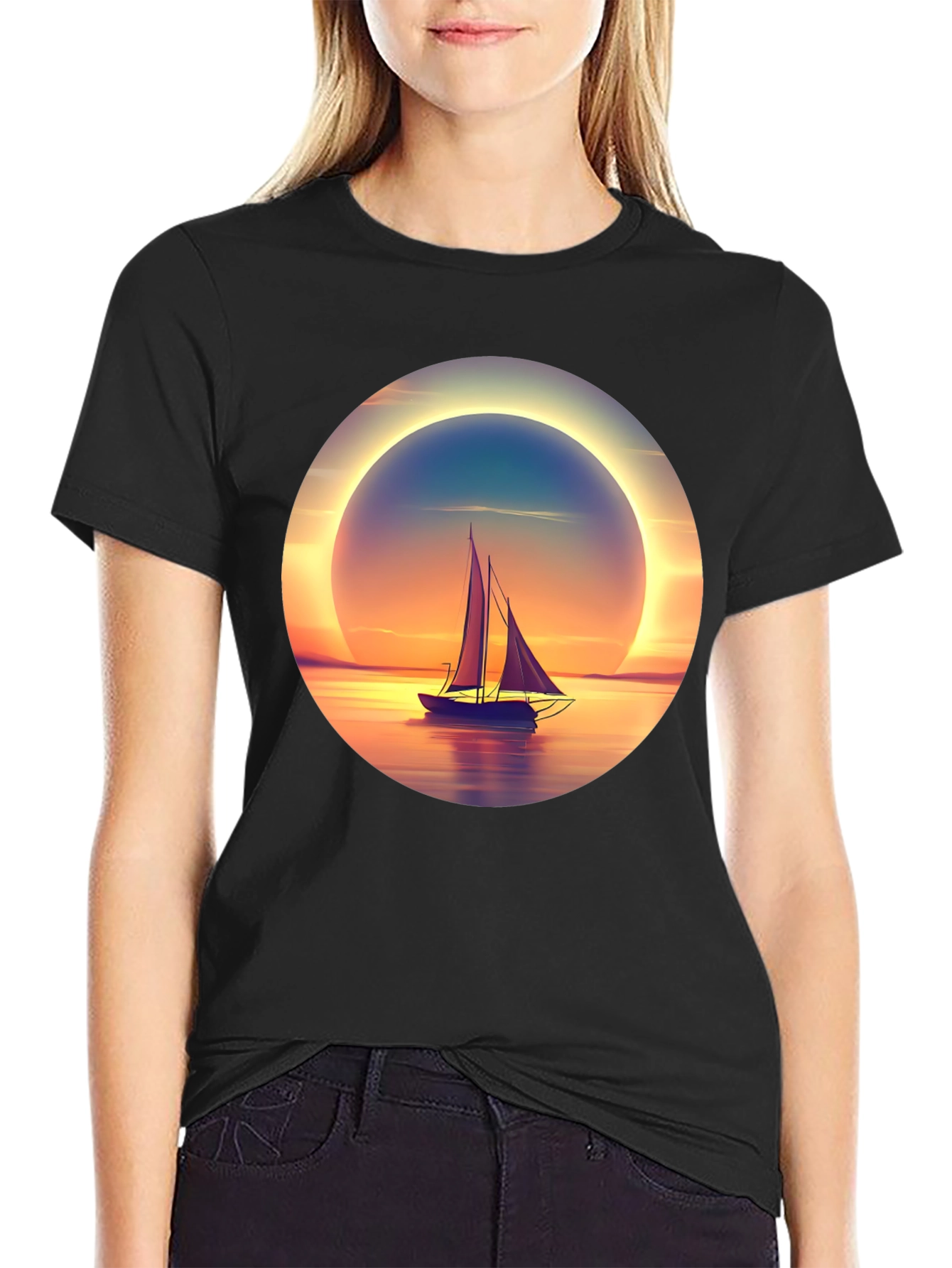 Sunset Sailboat Graphic Tee
