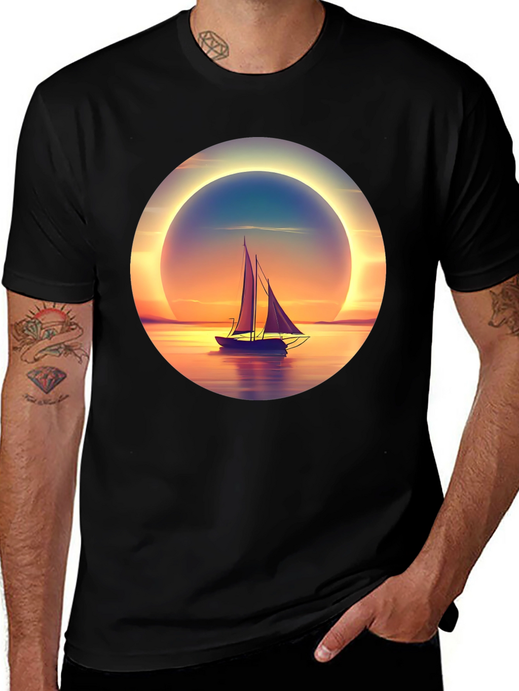 Sunset Sailboat Graphic Tee