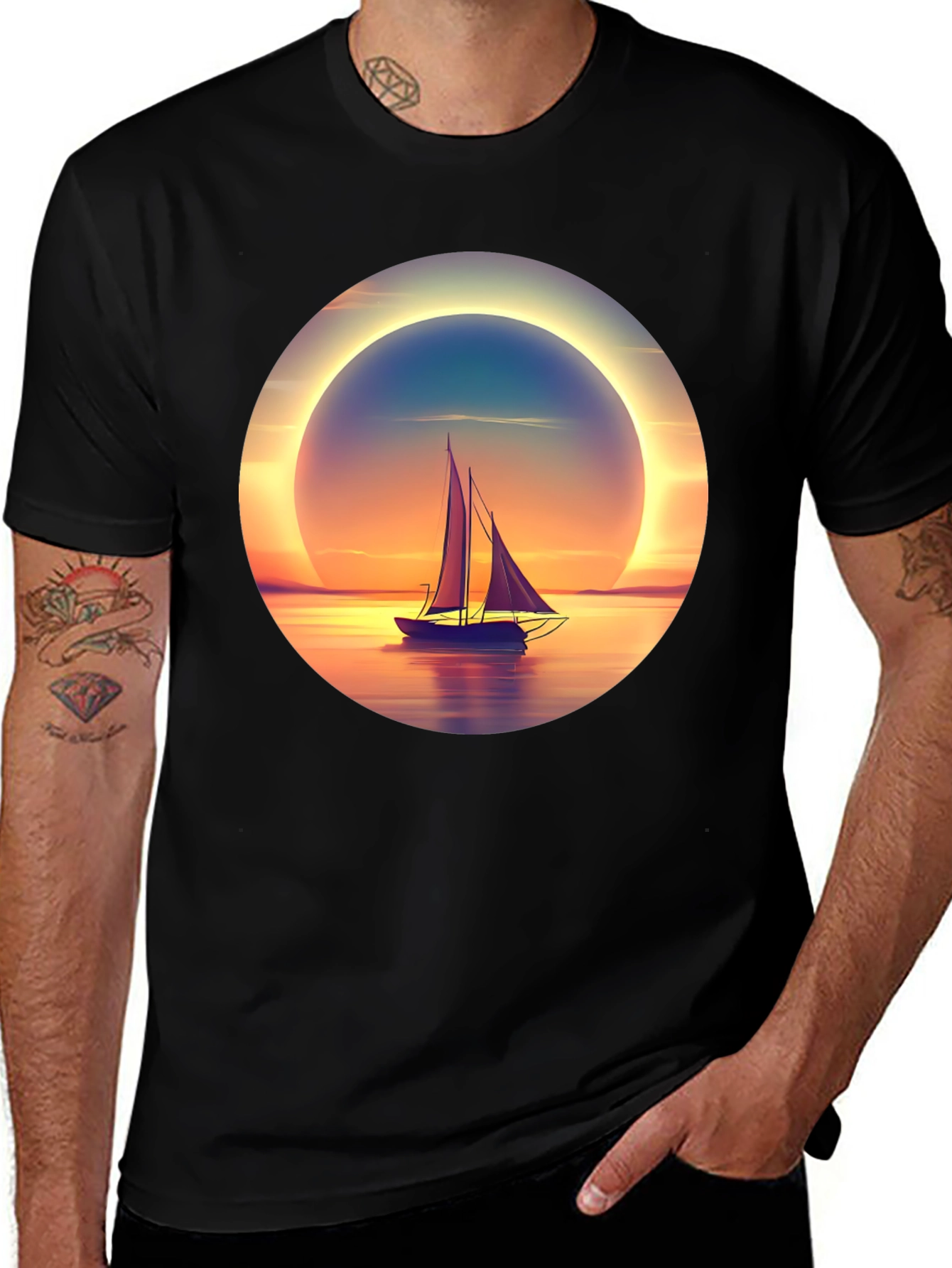 Sunset Sailboat Graphic Tee
