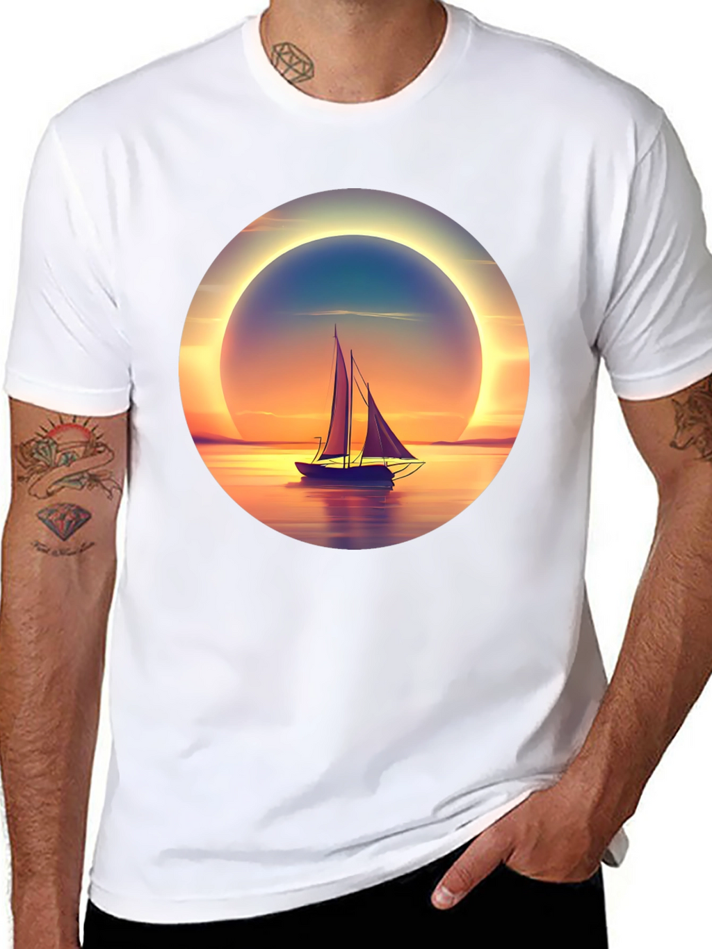 Sunset Sailboat Graphic Tee