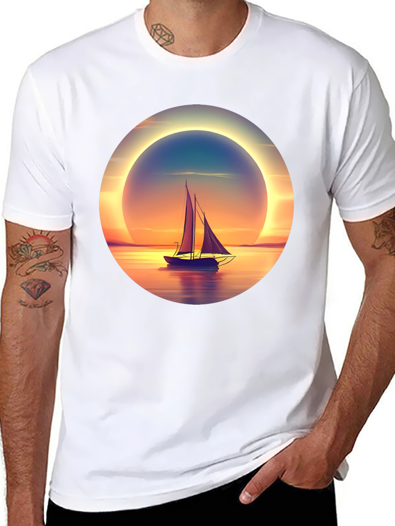 Sunset Sailboat Graphic Tee