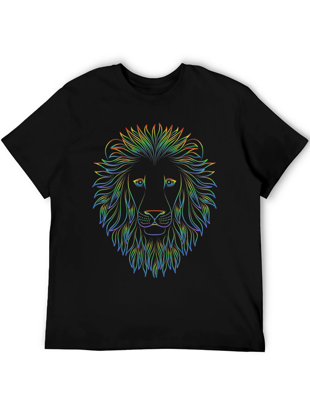 Rainbow Lion Graphic Black T-Shirt