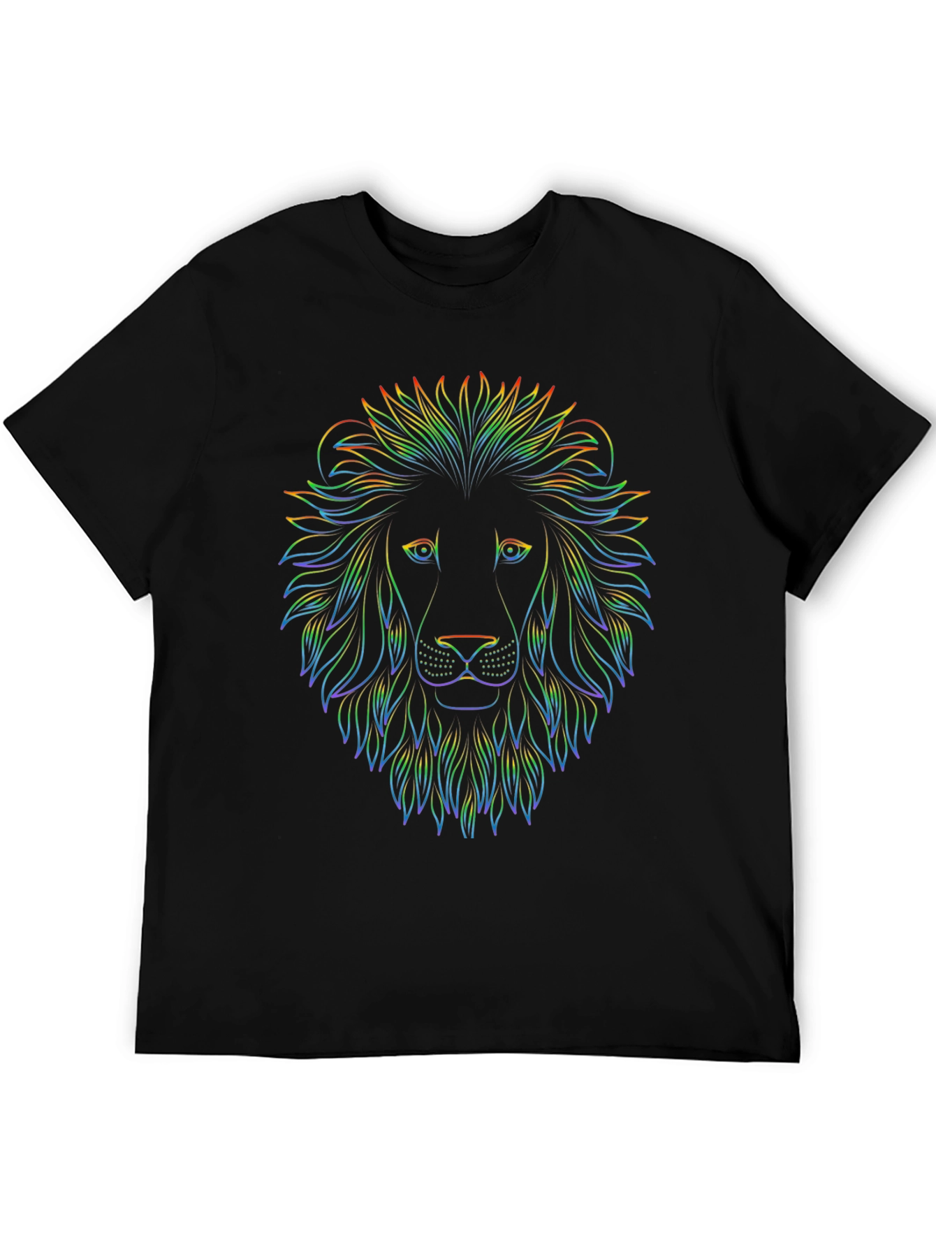 Rainbow Lion Graphic Black T-Shirt
