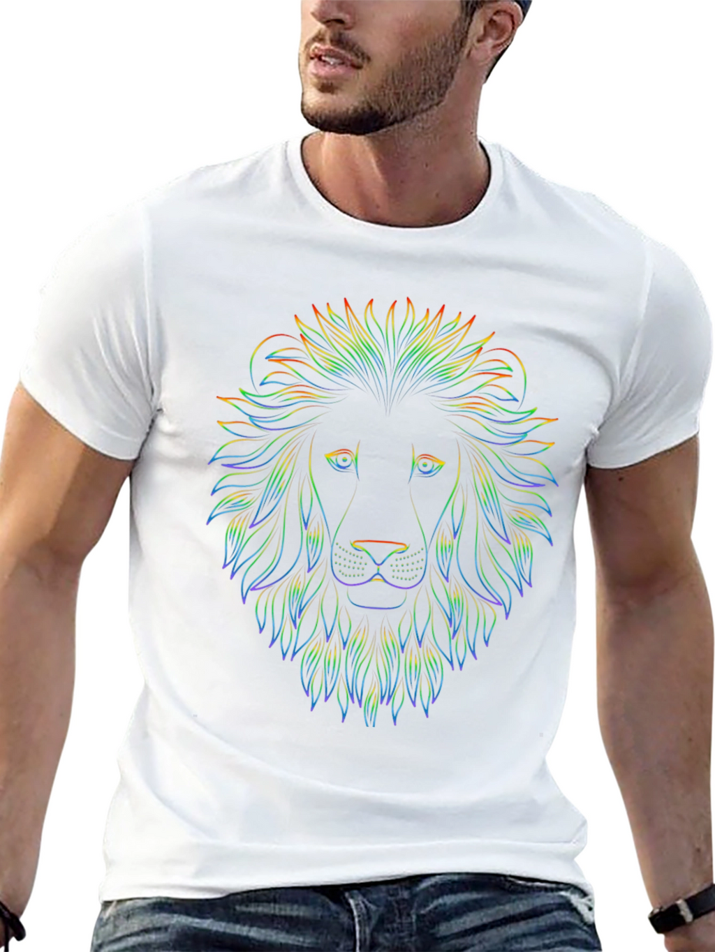 Rainbow Lion Graphic Black T-Shirt