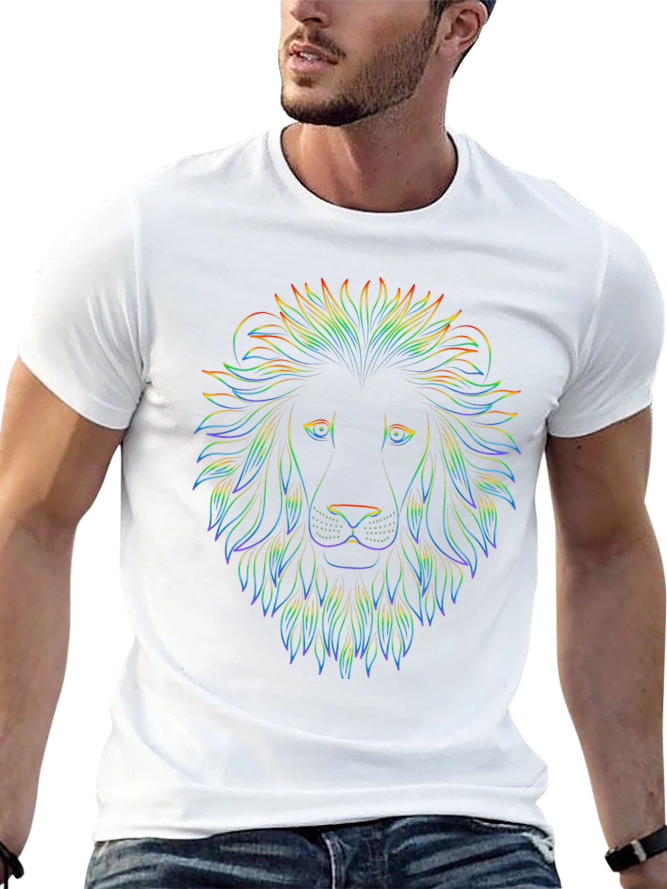 Rainbow Lion Graphic Black T-Shirt