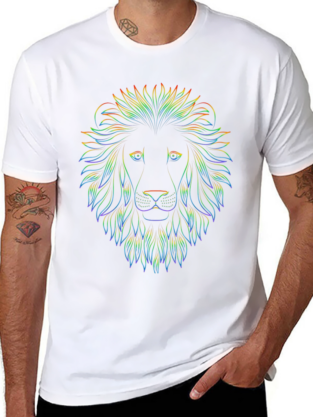 Rainbow Lion Graphic Black T-Shirt