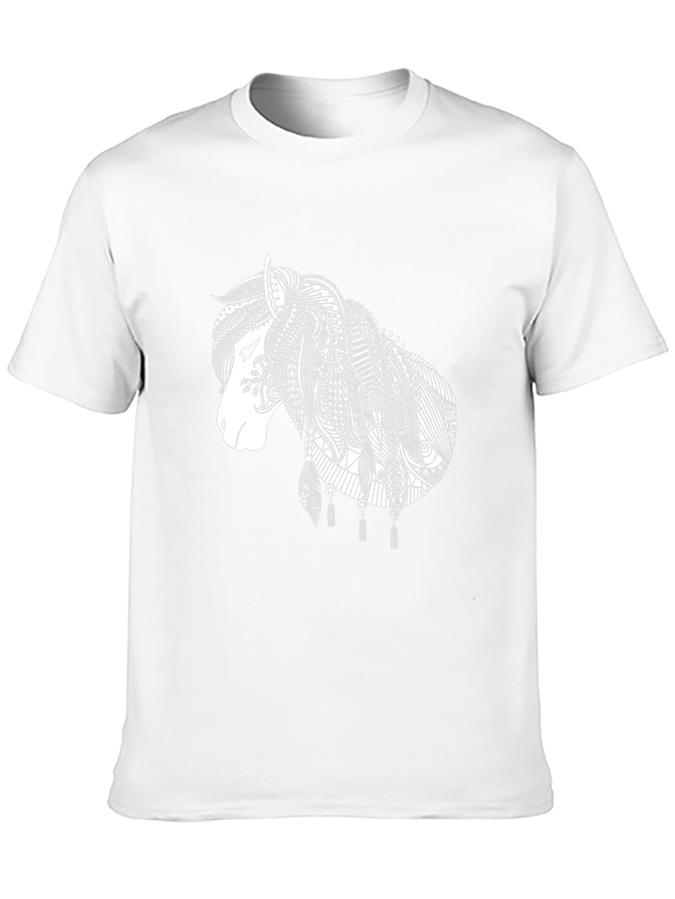 Black T-Shirt with White Horse Design