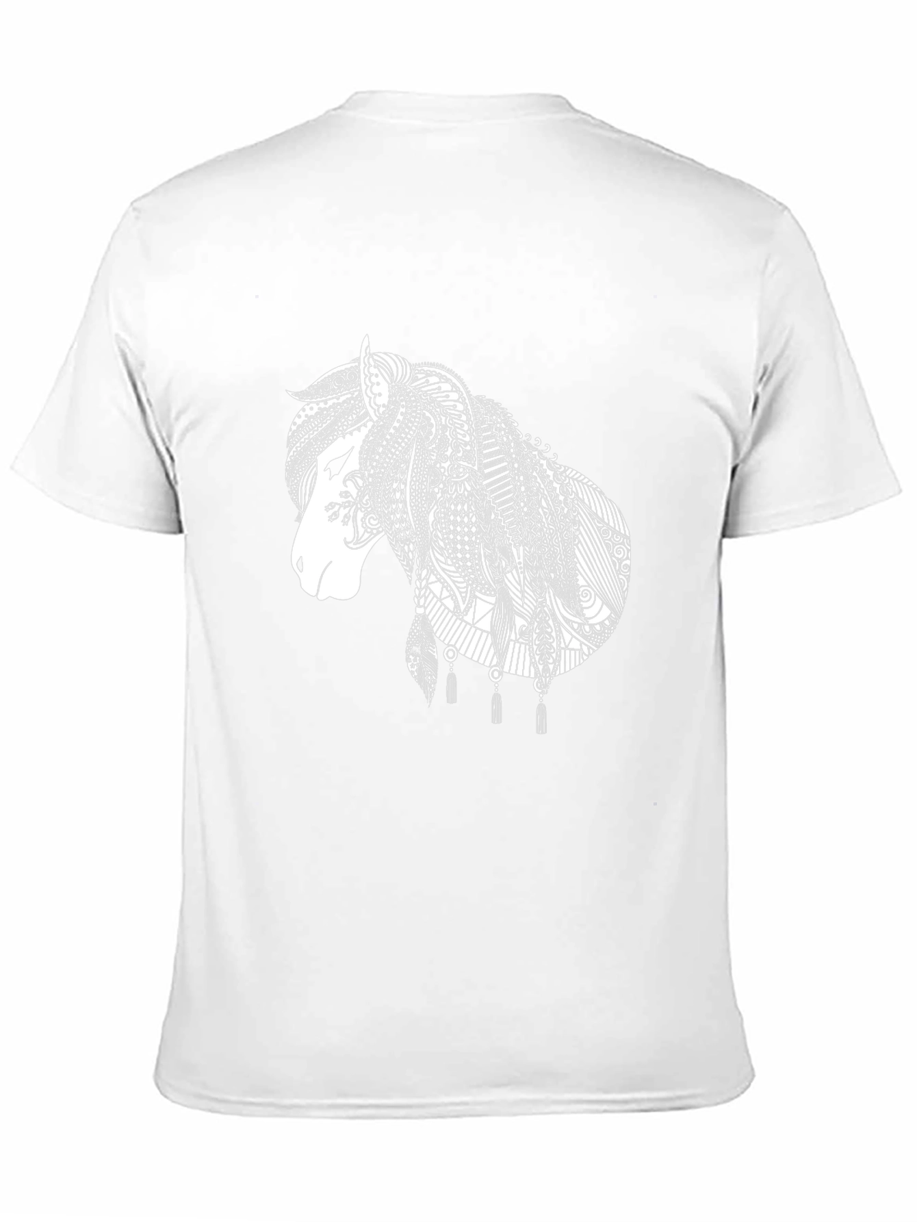 Black T-Shirt with White Horse Design