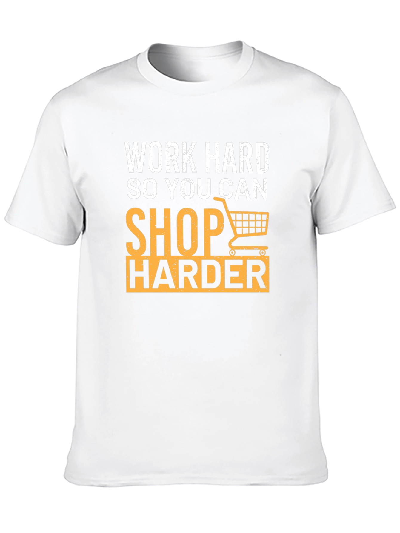 Work Hard Shop Harder Graphic Tee - Black Cotton T-Shirt
