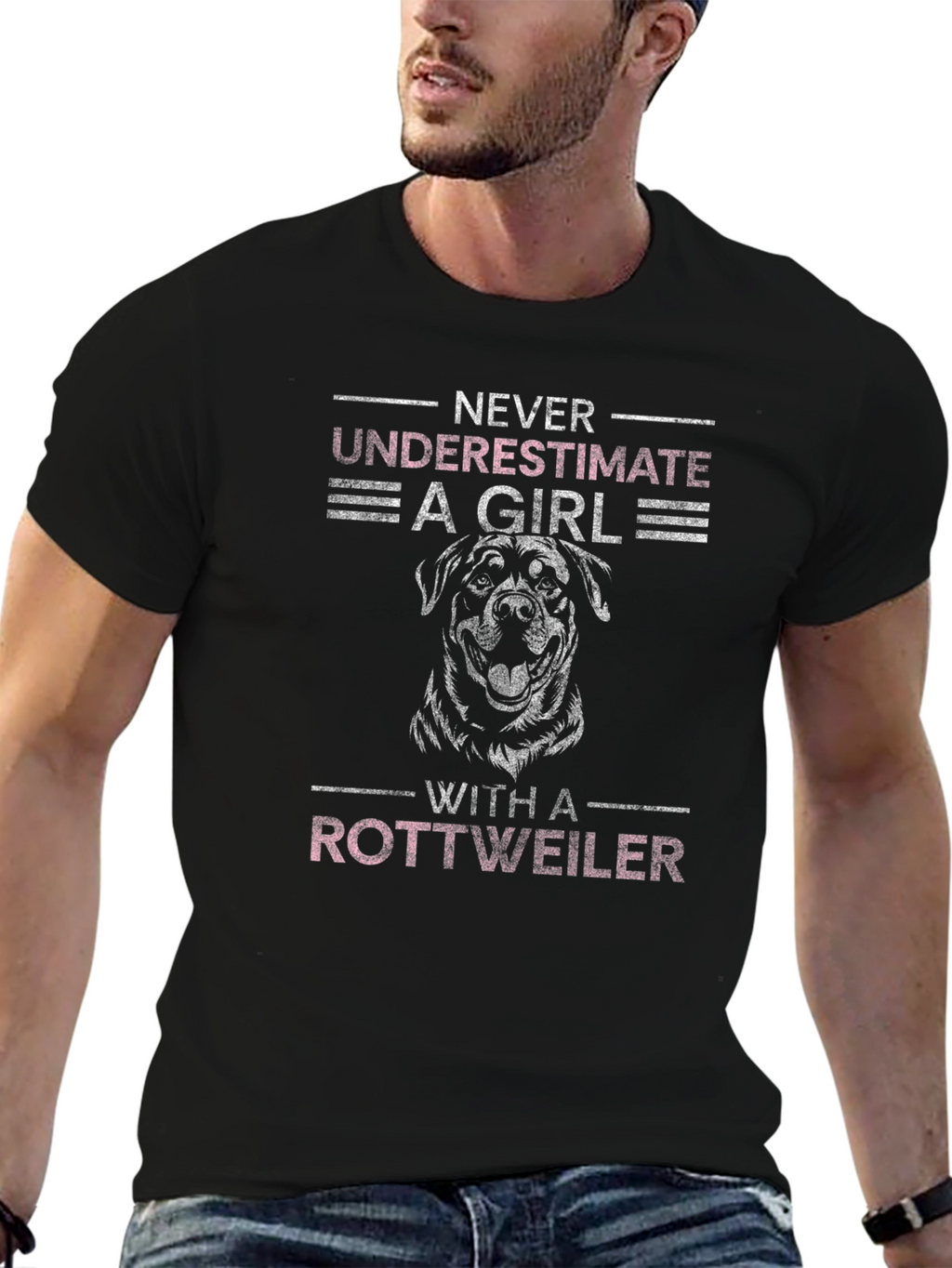 Never Underestimate A Girl Rottweiler T-Shirt