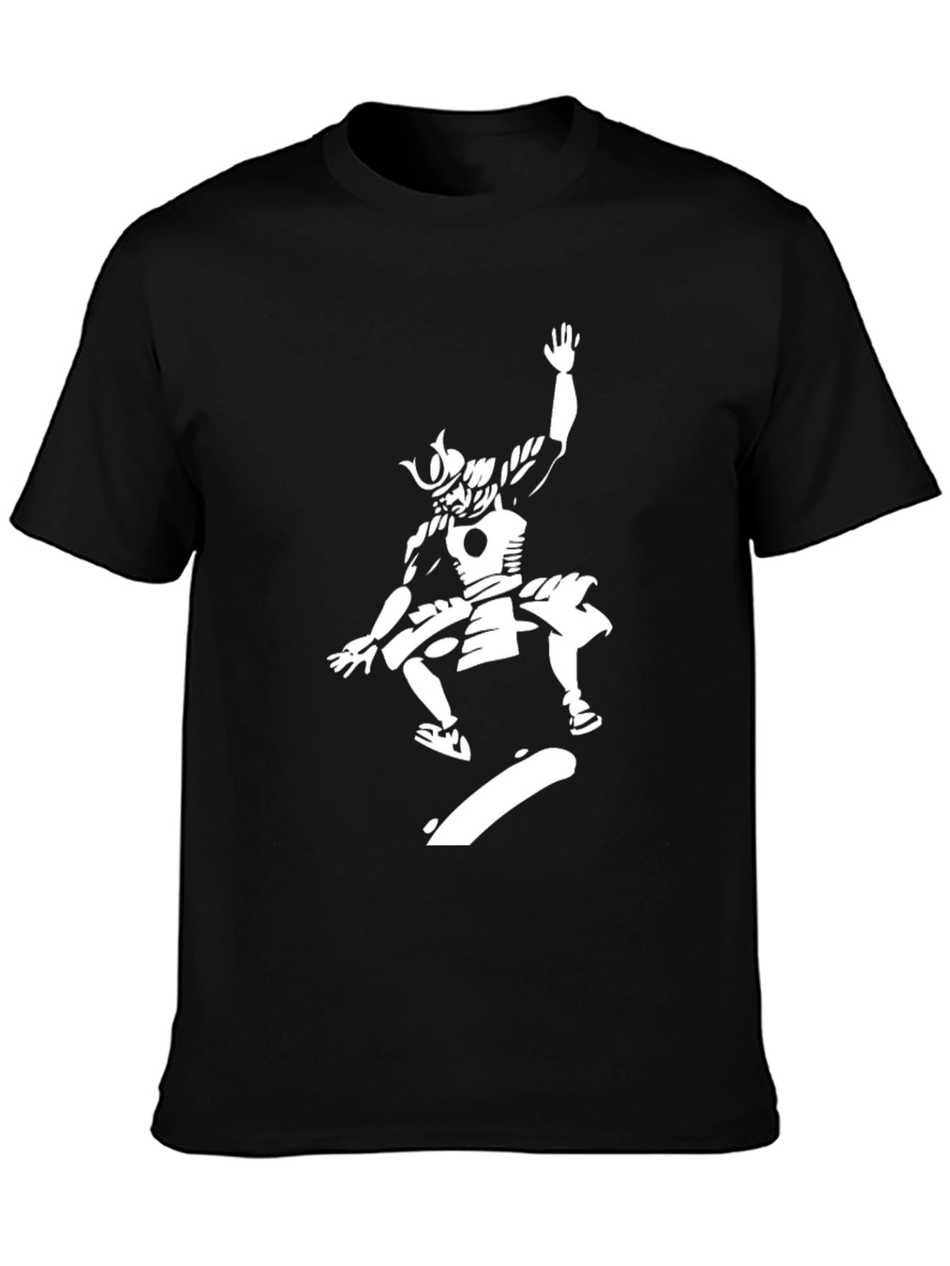 Samurai Skateboarder Graphic Black T-Shirt