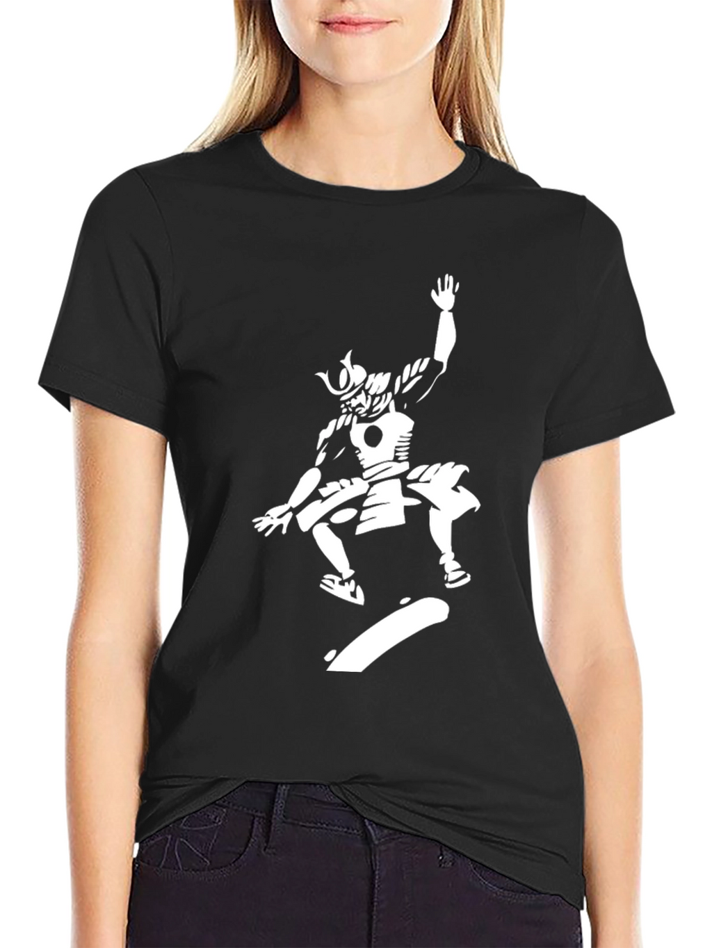 Samurai Skateboarder Graphic Black T-Shirt