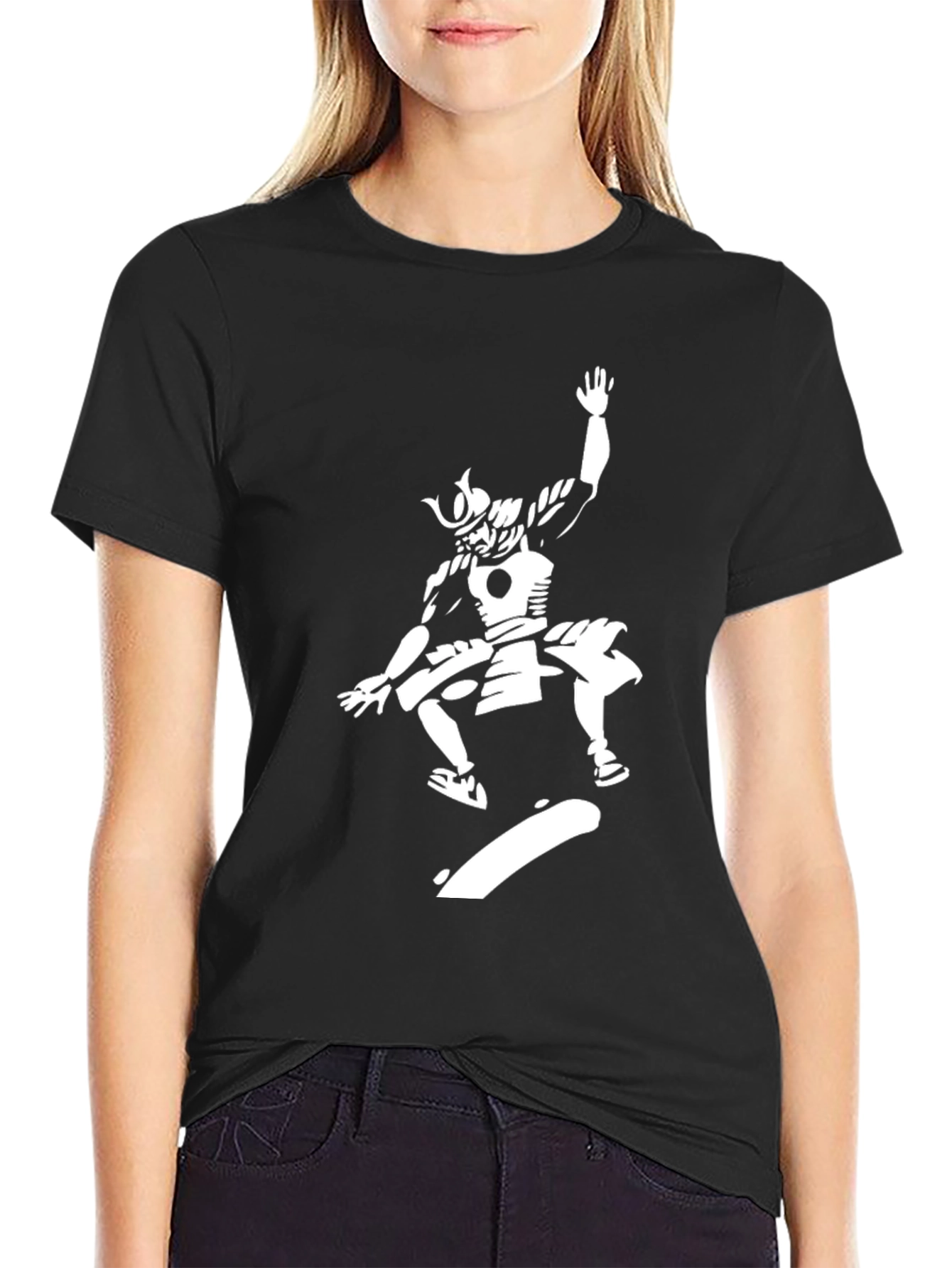 Samurai Skateboarder Graphic Black T-Shirt