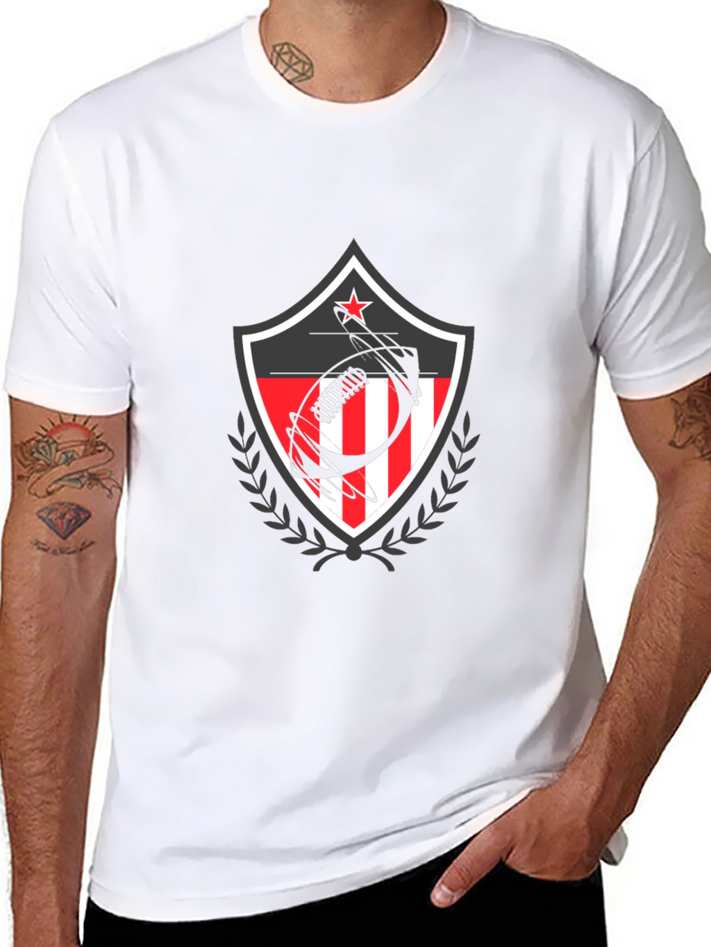 Patriotic Football Shield Graphic T-Shirt