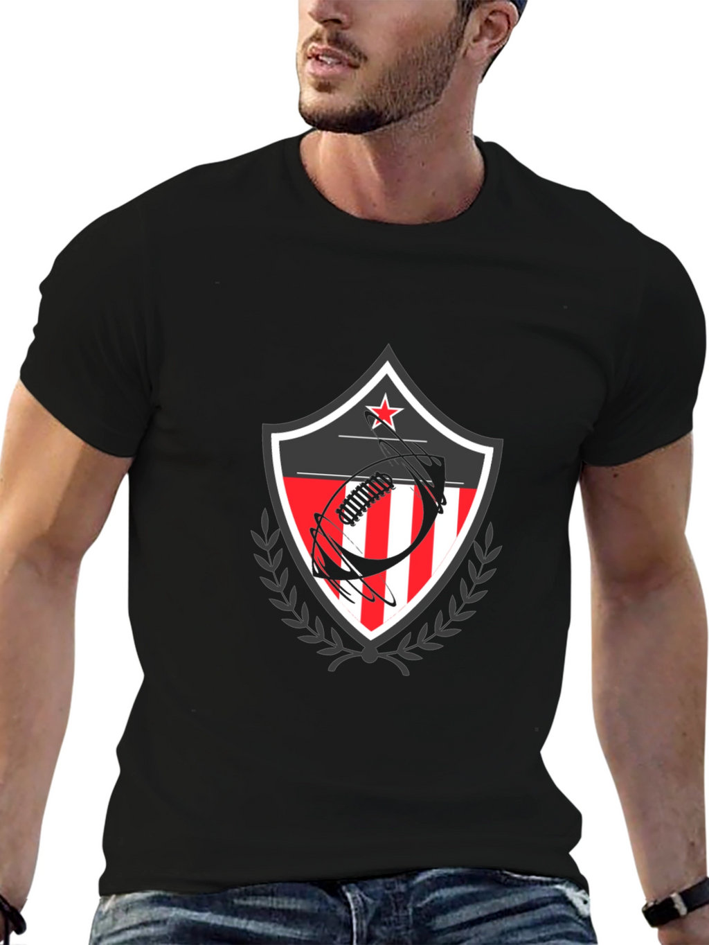 Patriotic Football Shield Graphic T-Shirt