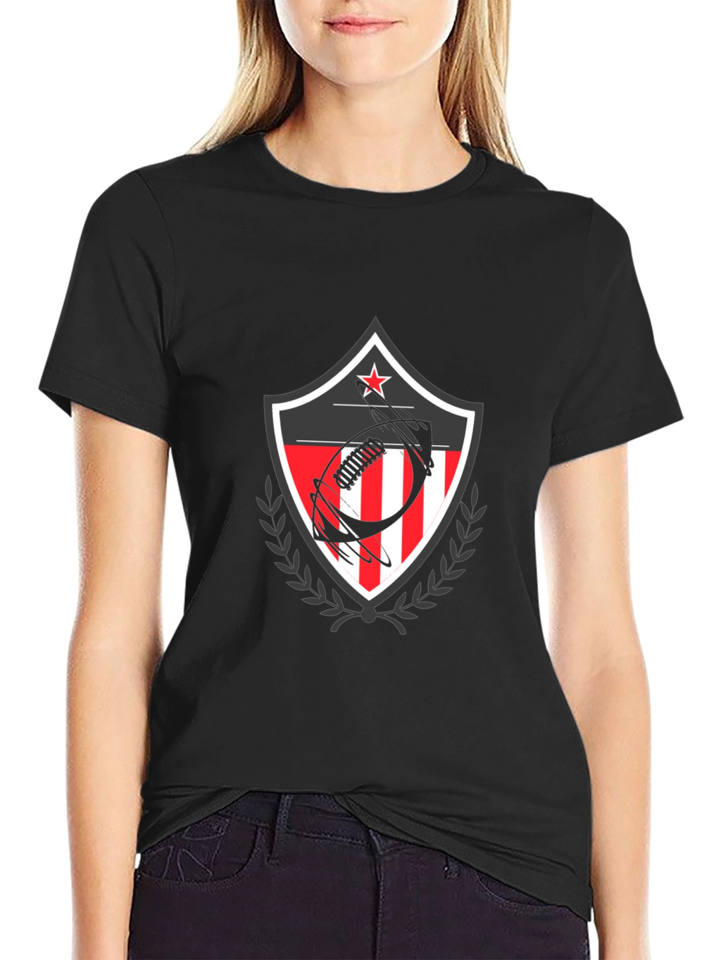 Patriotic Football Shield Graphic T-Shirt