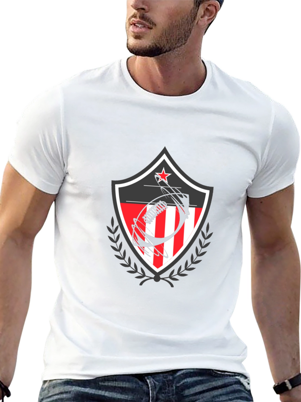 Patriotic Football Shield Graphic T-Shirt