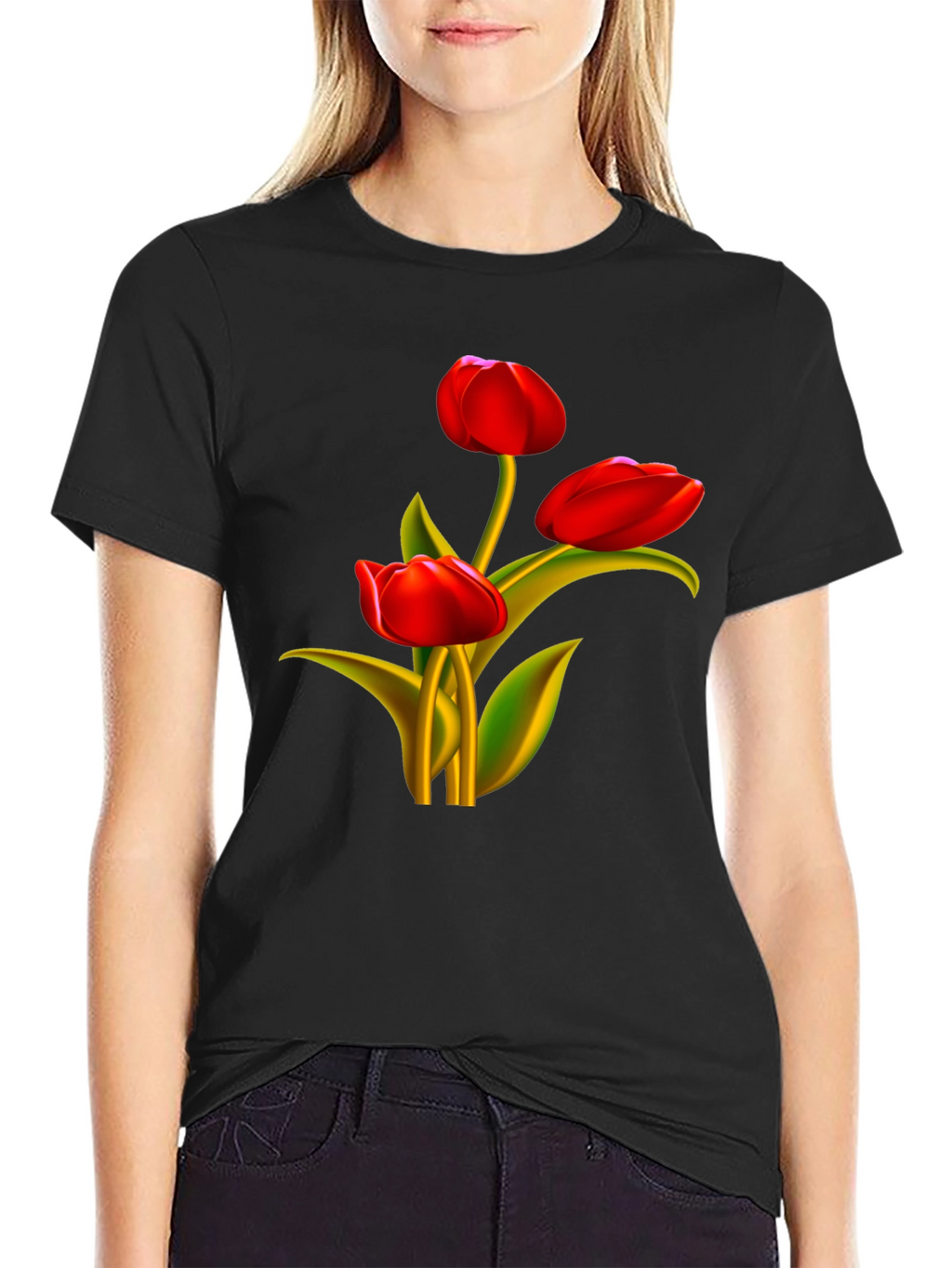 Tulip Graphic Black T-Shirt
