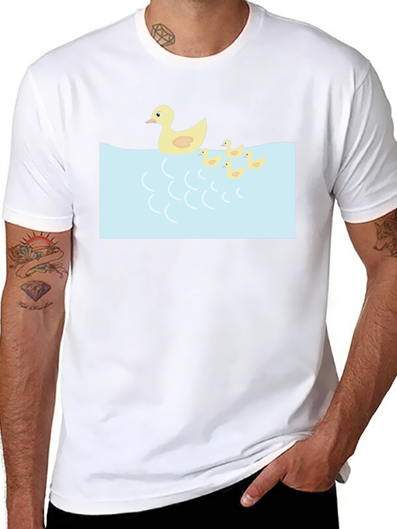 Duck Family Graphic Tee - Casual Black T-Shirt