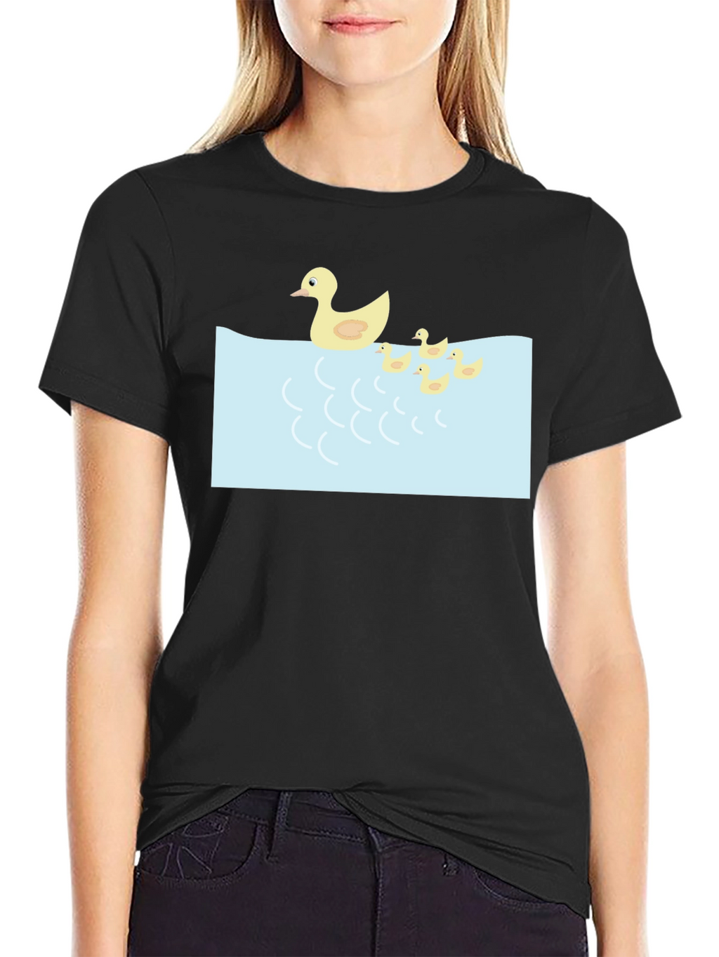 Duck Family Graphic Tee - Casual Black T-Shirt