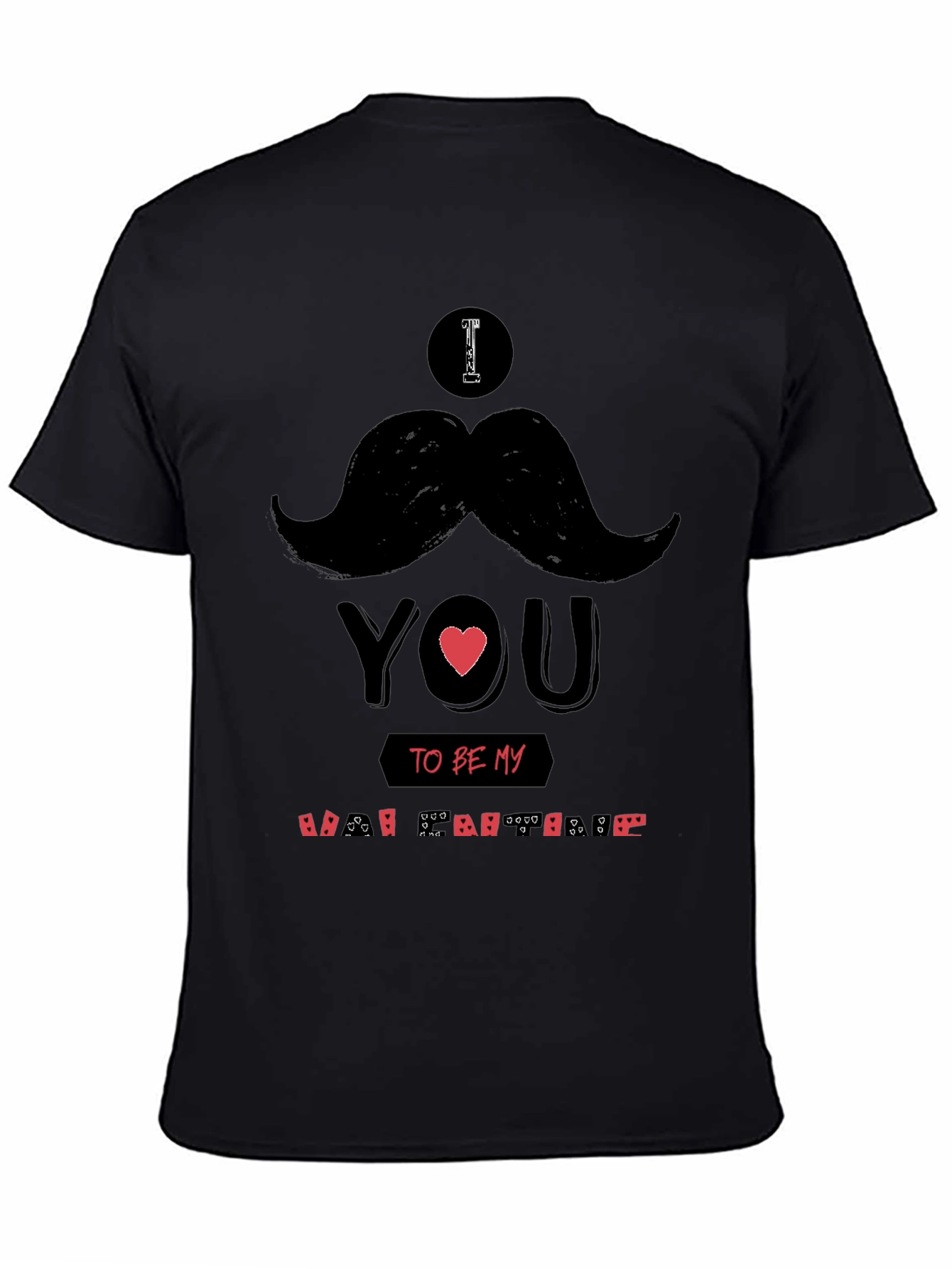 Mustache Valentines Day Black T-Shirt