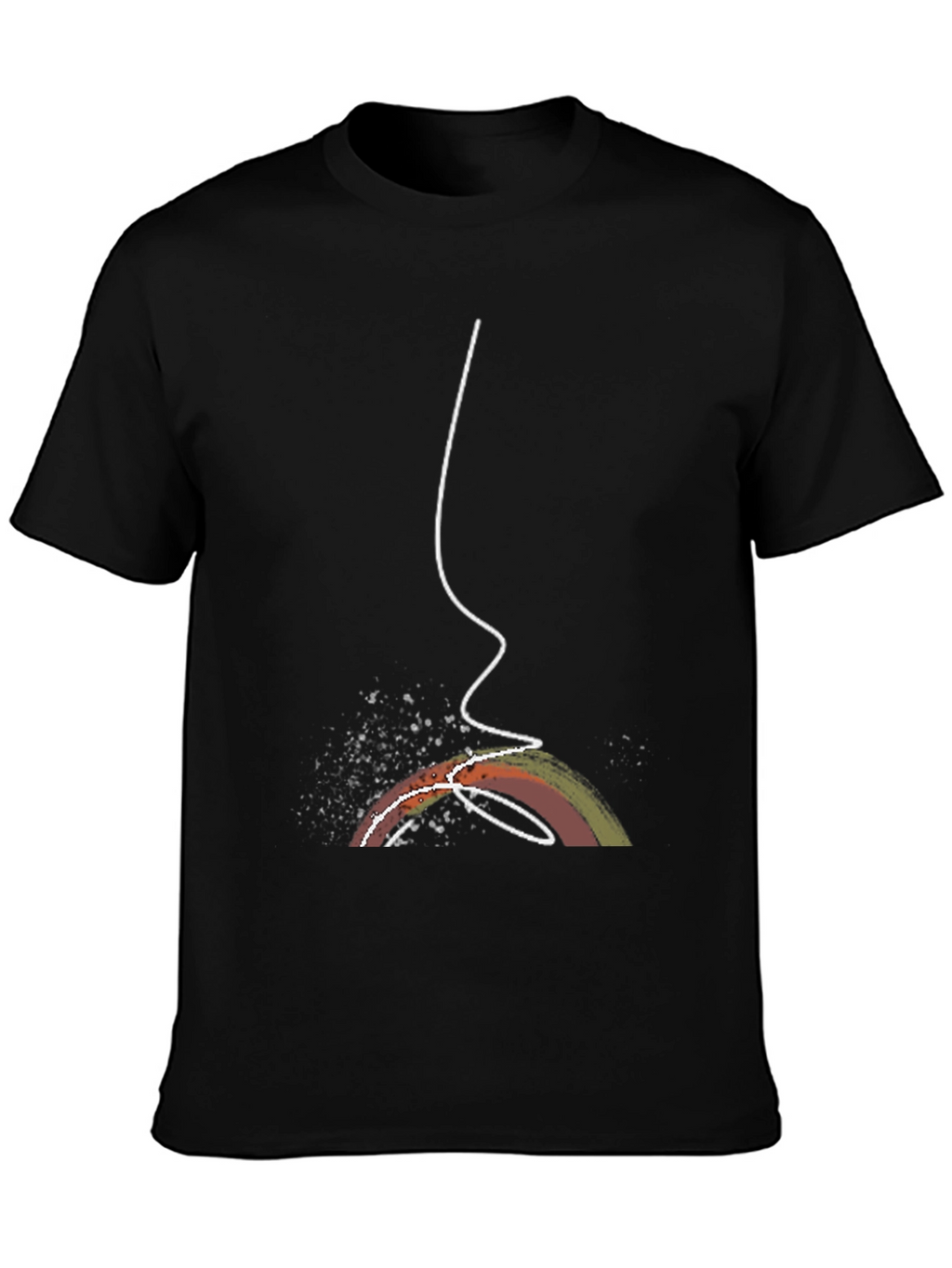 Abstract Rainbow Line Art Black Tee