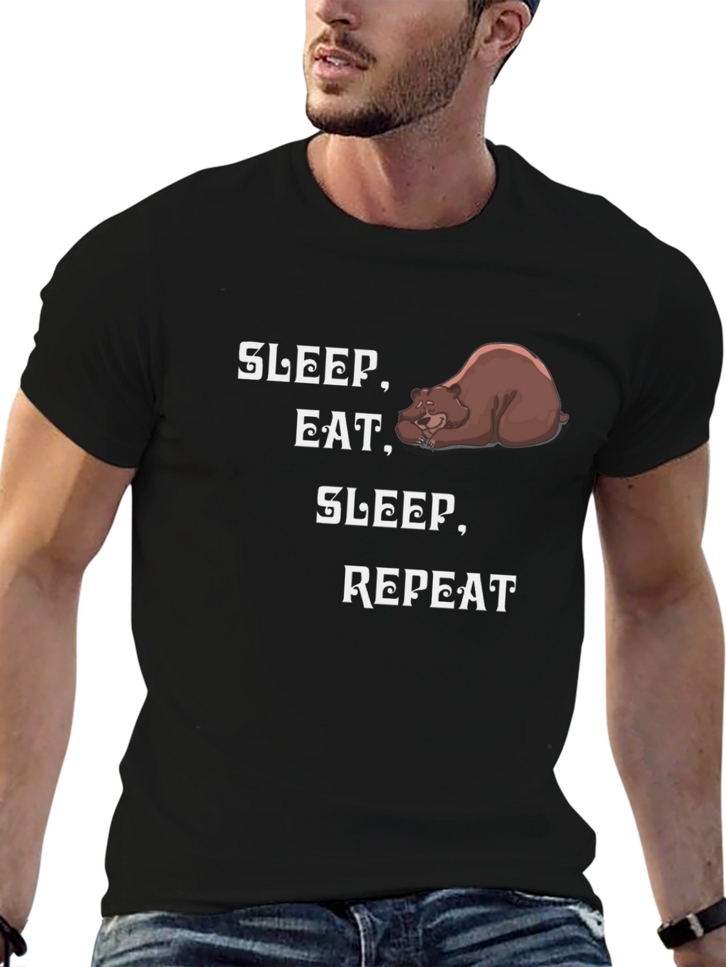 Sleep Eat Repeat Bear Graphic T-Shirt