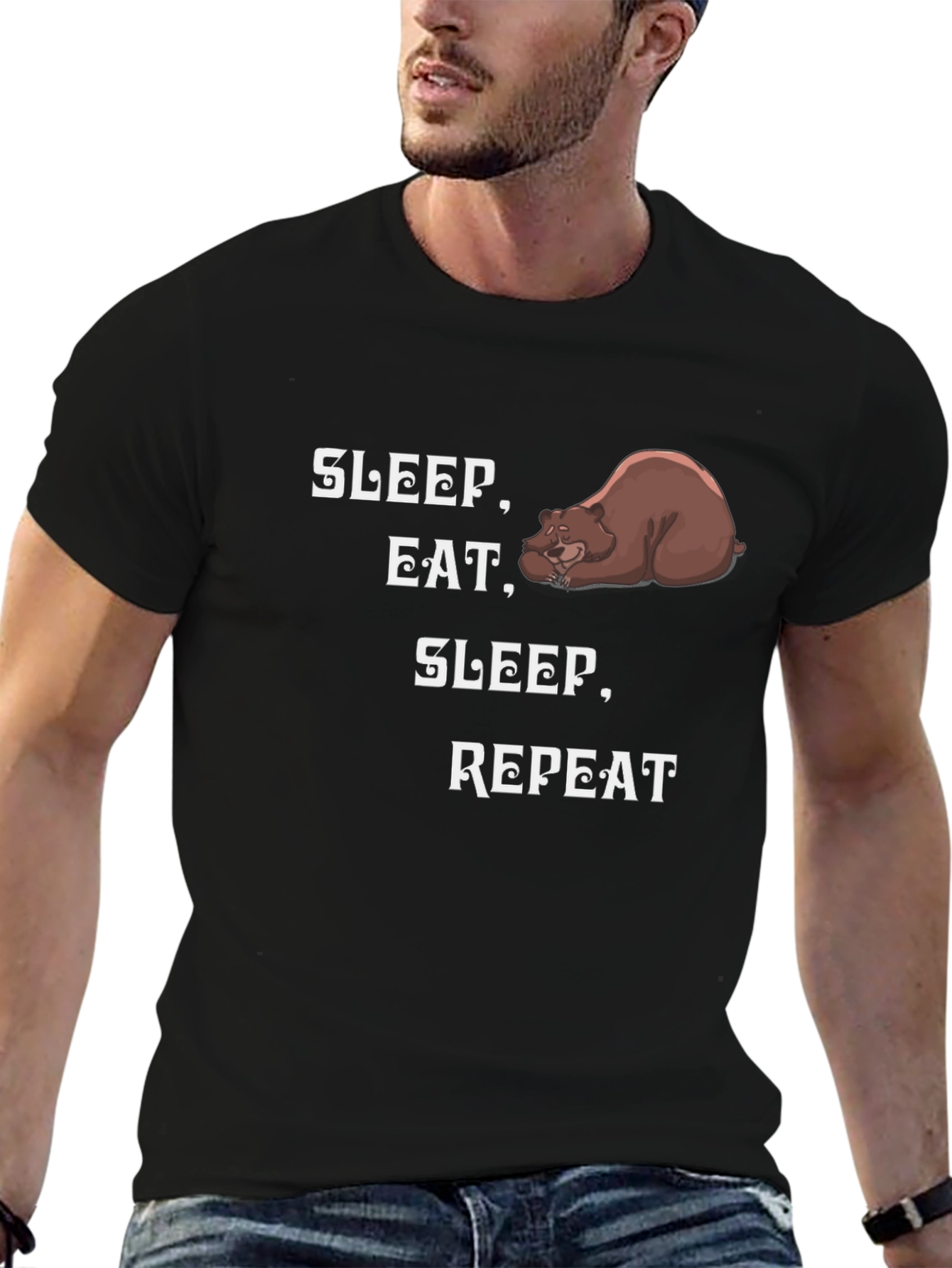 Sleep Eat Repeat Bear Graphic T-Shirt