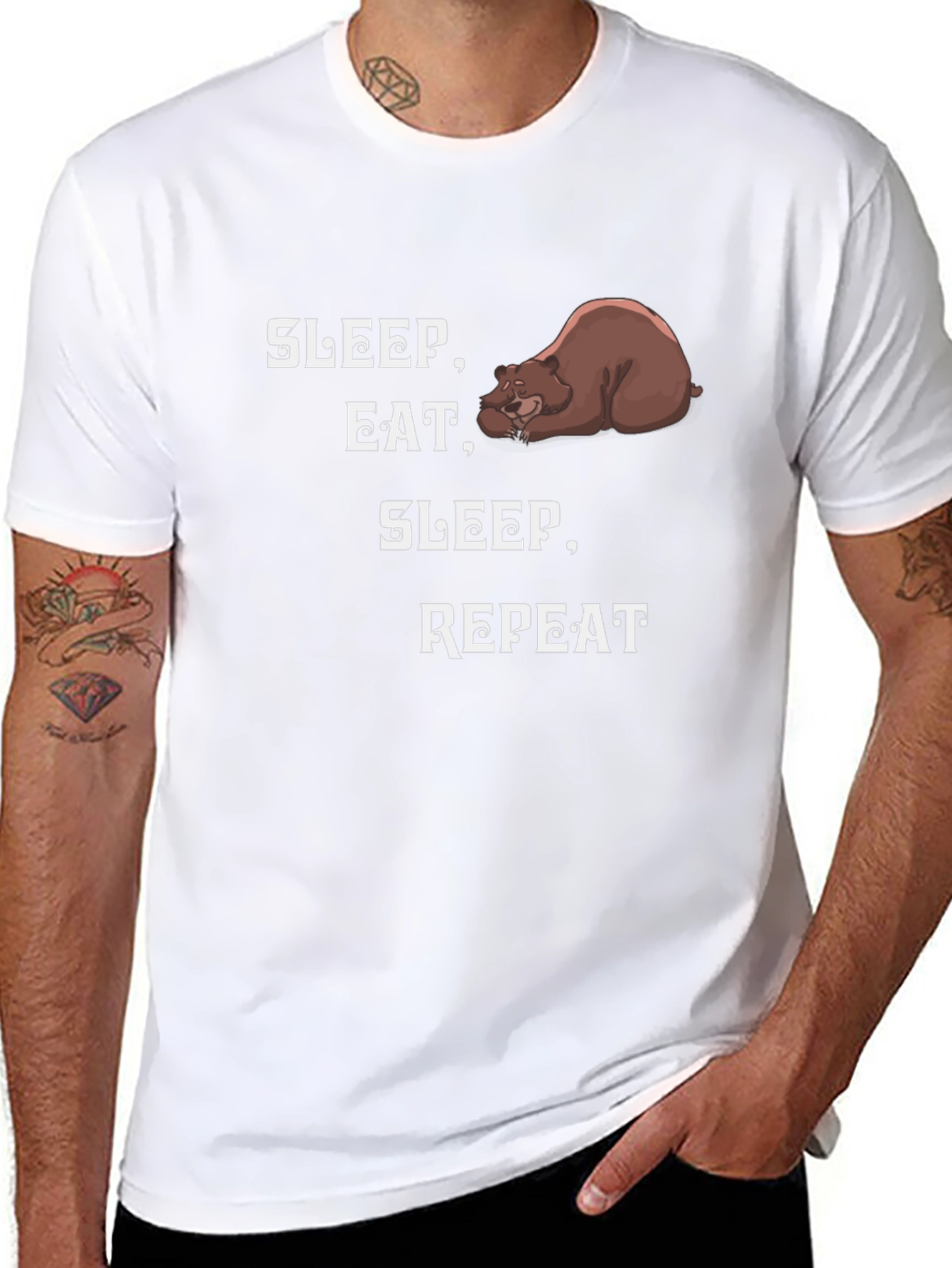 Sleep Eat Repeat Bear Graphic T-Shirt