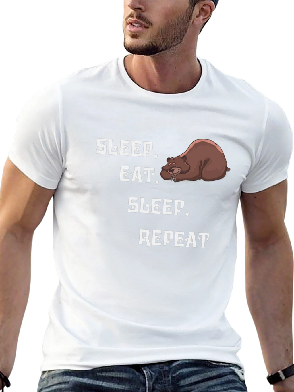 Sleep Eat Repeat Bear Graphic T-Shirt