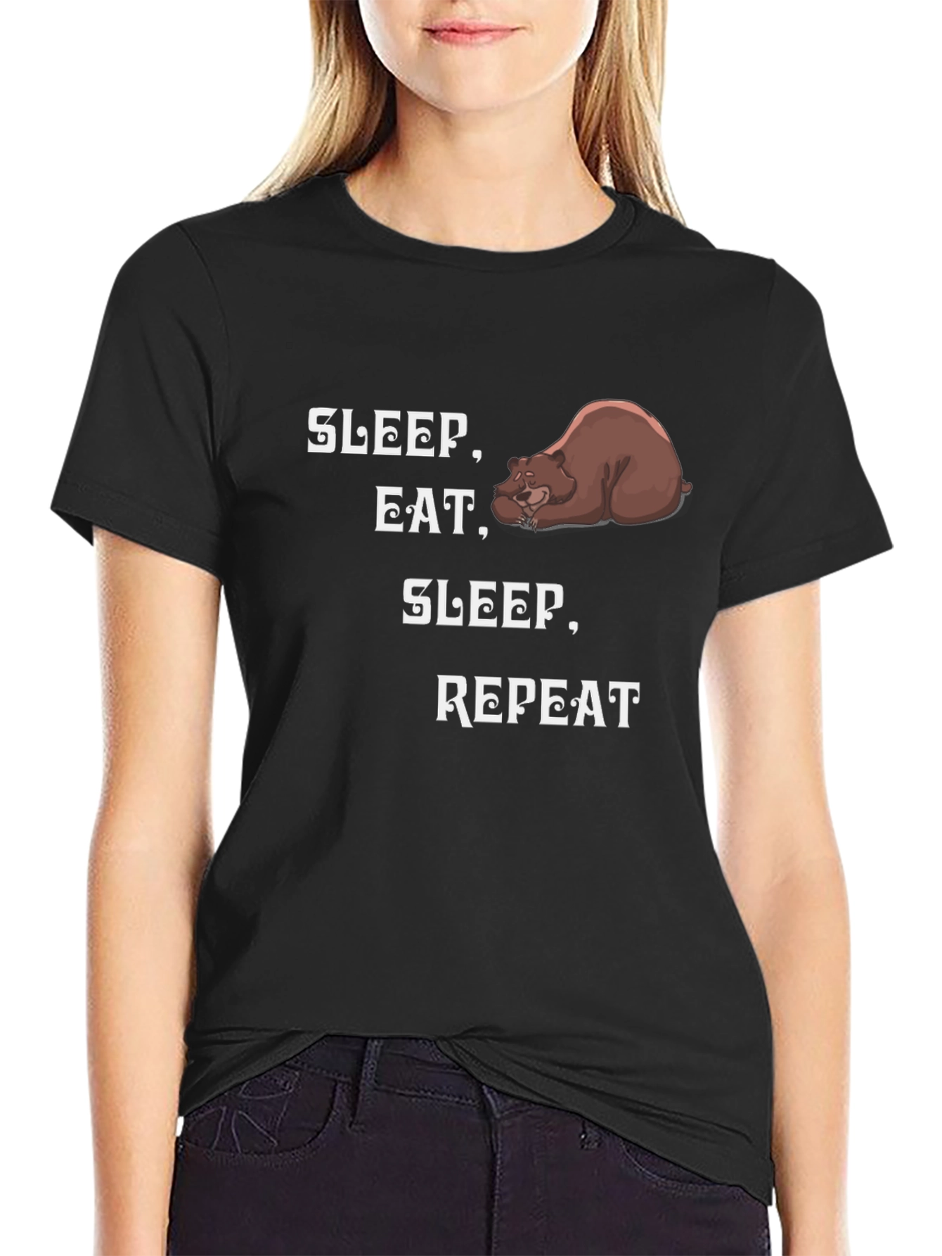 Sleep Eat Repeat Bear Graphic T-Shirt