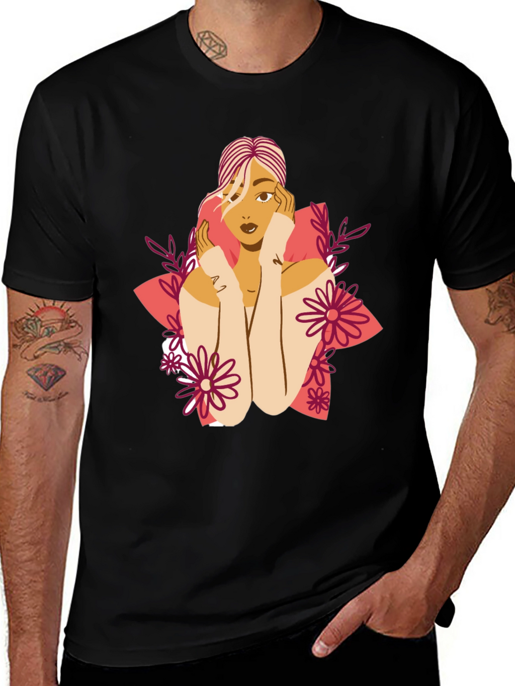 Floral Woman Graphic Tee - Stylish Comfort