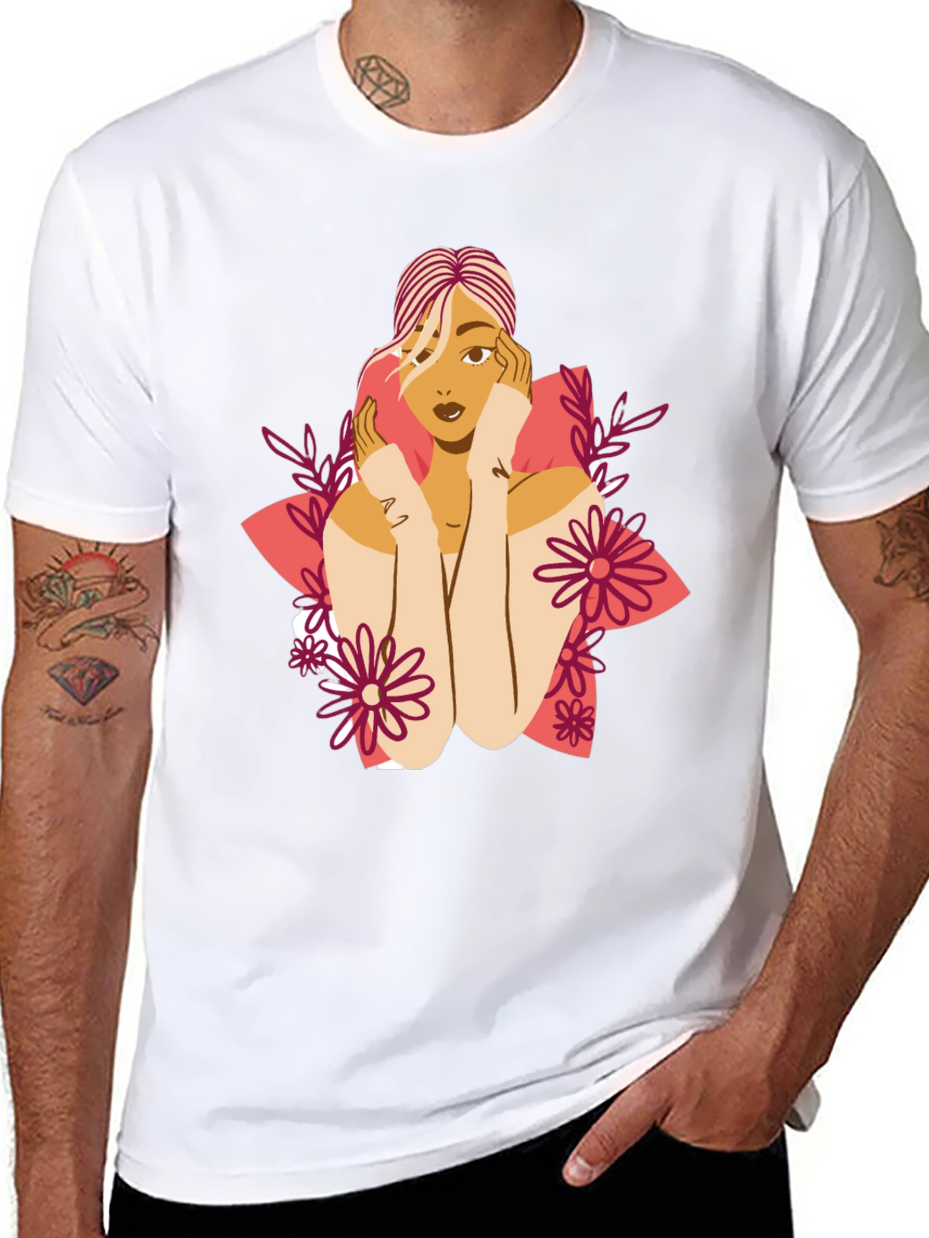 Floral Woman Graphic Tee - Stylish Comfort