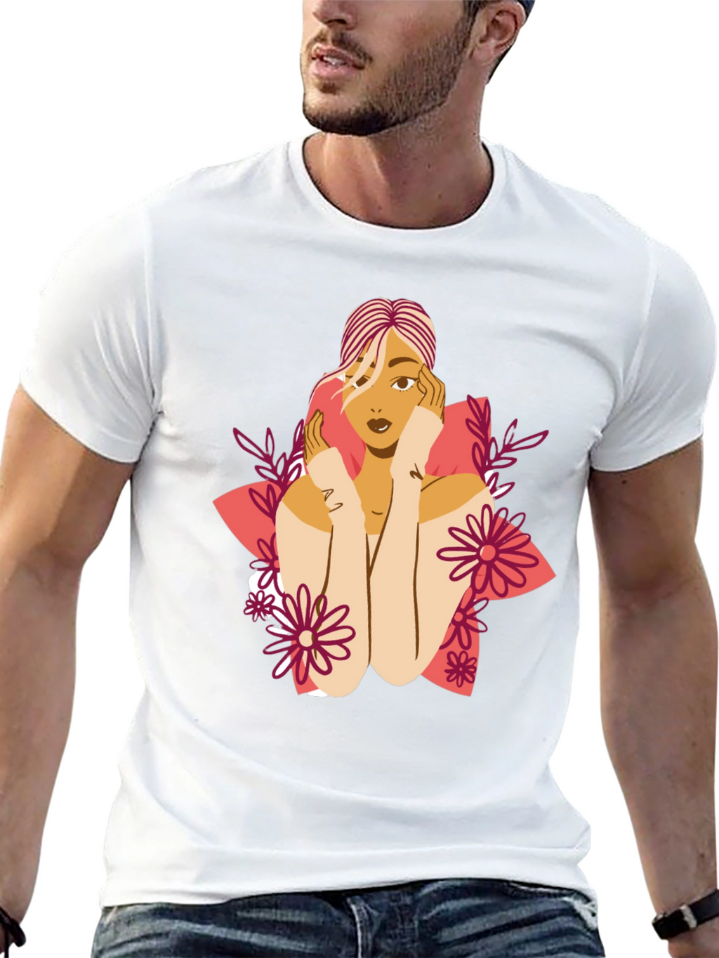 Floral Woman Graphic Tee - Stylish Comfort