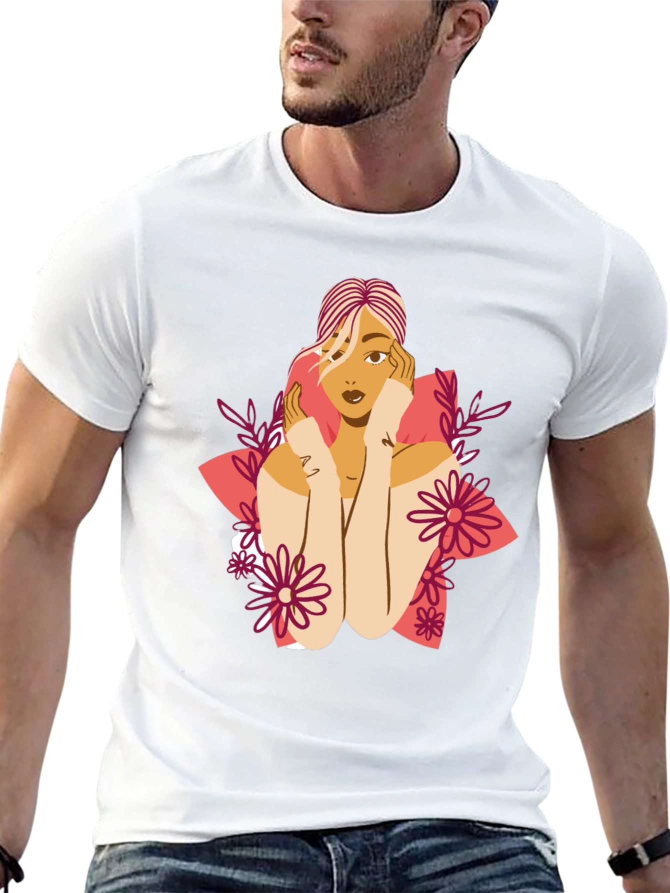 Floral Woman Graphic Tee - Stylish Comfort