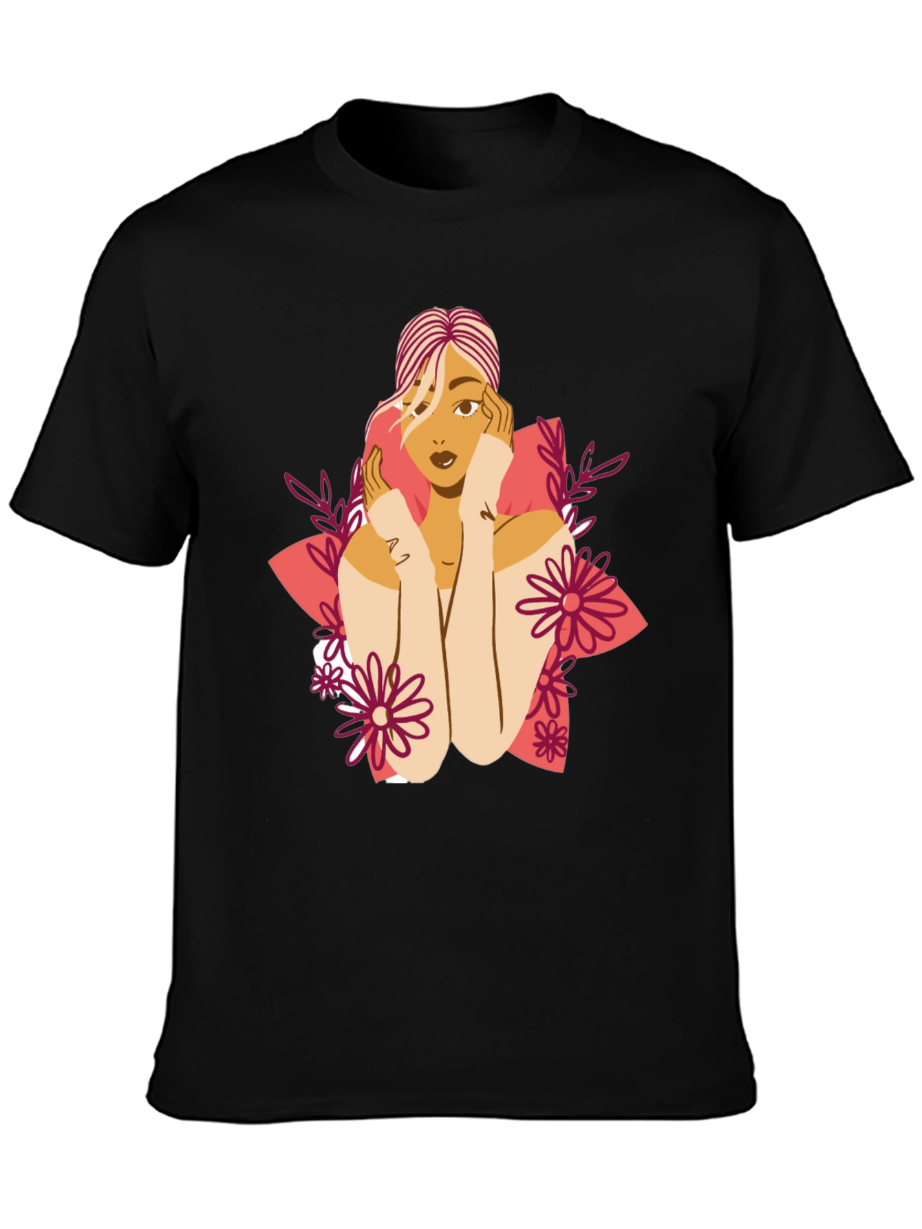 Floral Woman Graphic Tee - Stylish Comfort