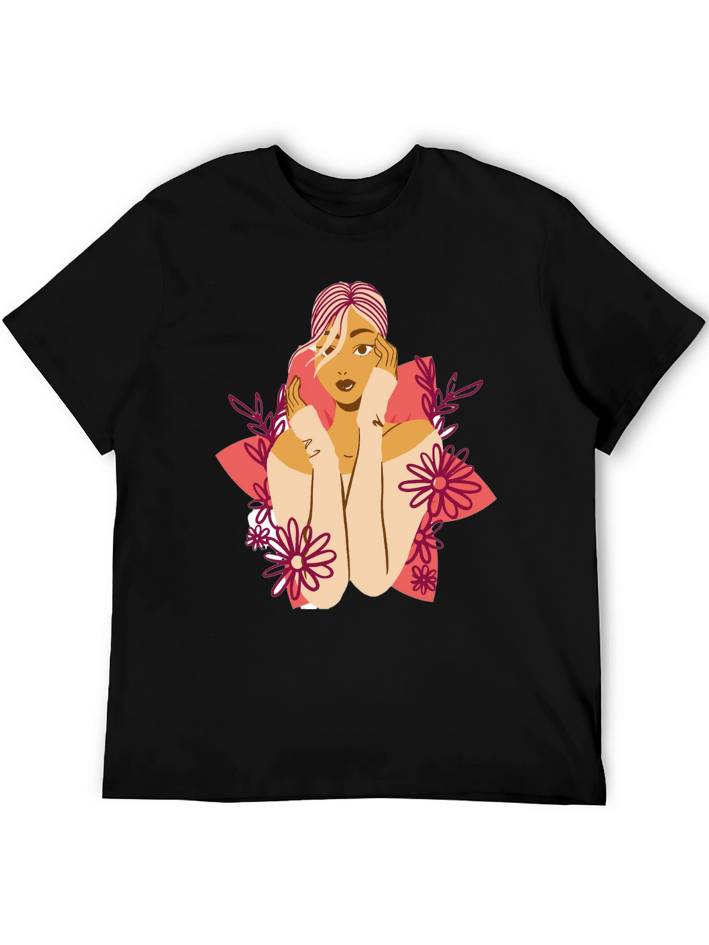 Floral Woman Graphic Tee - Stylish Comfort