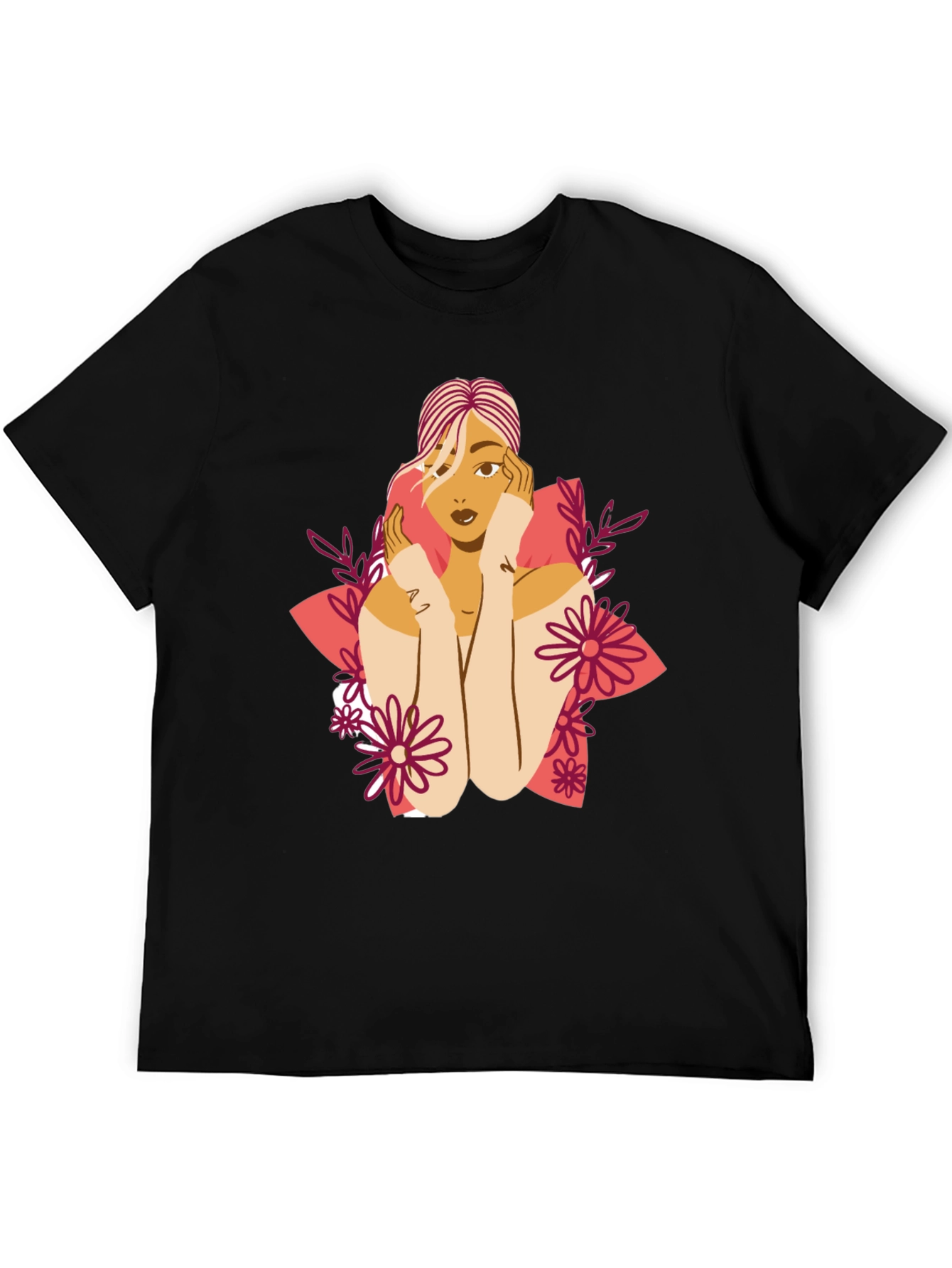 Floral Woman Graphic Tee - Stylish Comfort