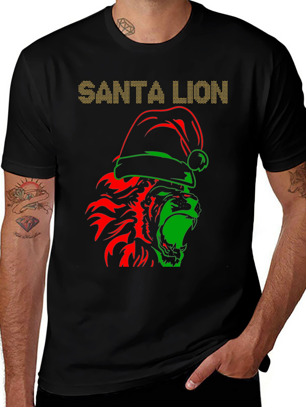 Santa Lion Graphic T-Shirt