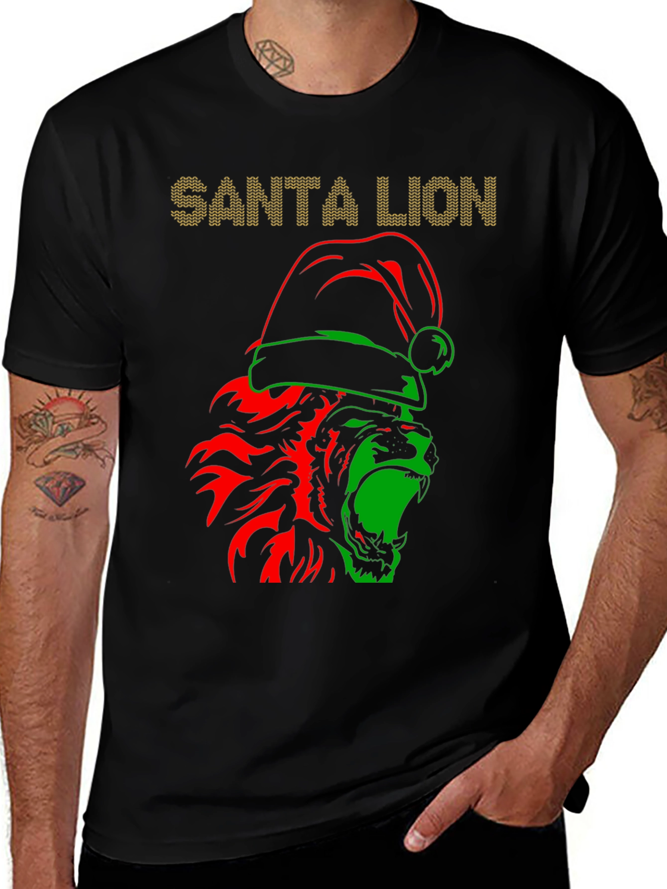 Santa Lion Graphic T-Shirt